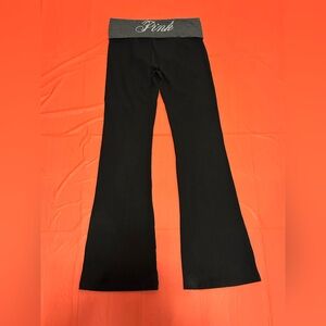 PINK Victoria's Secret Black flare Yoga Pants with Glitter Waistband